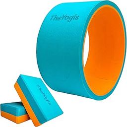 The Yogis Yoga Wheel For Stretching, Exercise, Workout - 13 x 6.5 inch With 2 Yoga Bricks - Turquoise-28