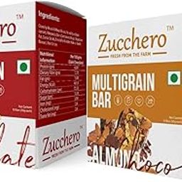 Zucchero Multigrain Bar [Variety Pack of 10 Bars] - Dark Chocolate [5 Bars] + Choco Almond[5 Bars]-19