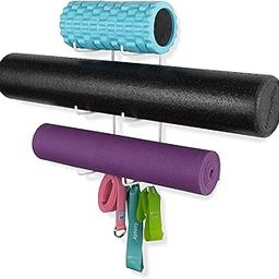Wallniture Guru Wall Mount Yoga Mat Foam Roller and Towel Rack with 3 Hooks for Hanging Yoga Strap and Resistance Bands at Your Fitness Class or Home Gym 3-Sectional Metal-image-41