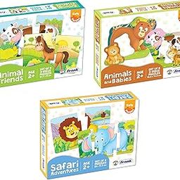 Frank Safari Adventures, Animals with Babies & Animal Friends Animal Jigsaw Puzzle for Kids Combo of 3- Set of 19 | Brain Booster Educational Fun Toys | Toys for 2+ Year Old Boy & Girl | Gift for Kids-8