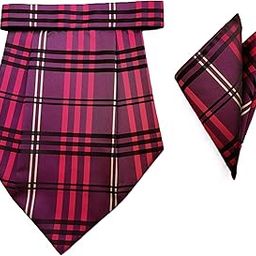France Mens Paisley Cravat ascot NeckTie Pocket Square Microfiber Fabric free size (Maroon Chk)-picture-11