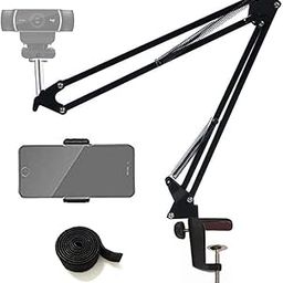 Webcam Mount Phone Holder Suspension Scissor Arm Webcam Stand Camera Phone Tripod Holder for Cellphones, Logitech Webcam C920 C930 C922 C615 and Other Devices with 1/4" Threaded-image-37