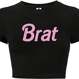 omen's Summer Midriff-Baring Pink Slogan Cropped T-Shirt, Black Short Sleeve-image-98