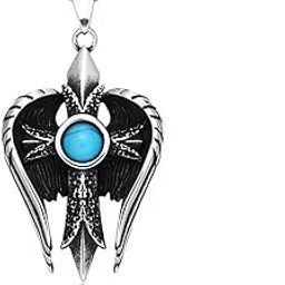 Fashion Jewellery Punk Style Angel Wings Cross Blue Eyes Jewelry Chain Pendant Necklace for Men Chain Necklace for Boy Girl Gifts Necklace for Men Women-image-15