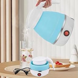 CLEMATIS Travel Foldable Electric Kettle, Collapsible Electric Kettle Food Grade Silicone Small Electric Kettle Boiling Water, Coffee, Tea, Milk, Dual Voltage (600ml, 110-220V)-image-96