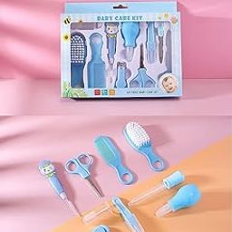 Wonder Digital10 Pcs Baby Grooming Baby Healthcare Kit Newborn Baby Care Accessories Baby Health Care Set, Baby Nail Clipper Scissors, Hair Comb Brush, Nose Cleaner, Safety for Toddler Infant Nursing Grooming(Blue).-image-59