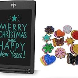 8.5 Inch LCD Writing Tablet Graphic Tablet Doodle Board with Delete and On/Off Button Learning and Educational Toy with 12pcs Random Design Sticky Glitter Craft Cutting for Kids Best Gift-image-42