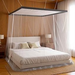 TurtleGrip Premium Four-Corner Mosquito Net for Single Size Bed (4ft x 6.5ft) | Zippered Polyester Net with Double-Side Entry | Foldable & Washable-20