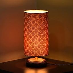 ExclusiveLane 'Moroccan' Wooden Bedside Table Lamp for Living Room & Bedroom (13 Inch, Turquoise, Without Bulb)|Bedside Lamp Table Lamps for Home Decoration Office Side Lamp for Office Desk Night Lamp-13