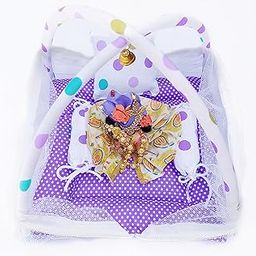 Kamal Child Care Super Soft Cotton Net Luxury Night Bed Laddu Gopal Bister, Standard Size-0 to 6 no.(Purple Bindi)-13