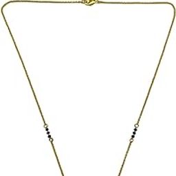 Short Mangalsutra Stylish New Gold Plated Necklace Simple Mangalsutra Maharashtrian Tanmaniya Infinity & Blue Evil Eye Pendant Single Line Gold & Black Beads Chain Designs For Women (18 Inches)-image-20