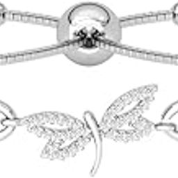 925 Pure Silver Dragonfly Hand Bracelet, Adjustable, Anti Tarnish, Swiss Zirconia Gift for Women and Girls-image-14