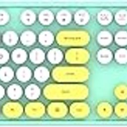 ELECTRO WOLF Vintage Combo Retro Wireless Keyboard & Mouse 2.4G Mixed Color Keyboard Mouse Set with Round Punk 104 Keycaps (Green)-20