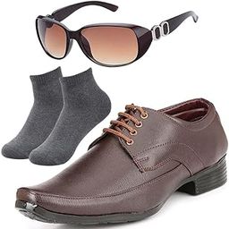 Comfortable l Men Black Lace Formal Shoes with Dark Gray & Women Gaga Brown-image-88