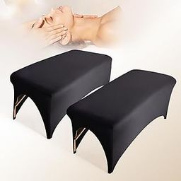 HOLITS 2-Piece Spa Bed Cover Professional Lash Bed Cover Stretchy Massage Table Cover Beauty Bed Protective Topper, Excellent for Lash Extension, Spa, Massage, Beauty Salon, Wax, Tattoo (Black)-image-67