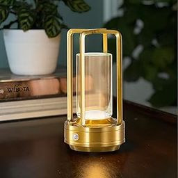 WIBOTA Portable Metal Table Lamp,Rechargeable Cordless LED Lamp for Indoor Outdoor, 3Colour 4000mAh Infinitely Dimming Battery Powered Small Desk Lamp (Gold)-image-45