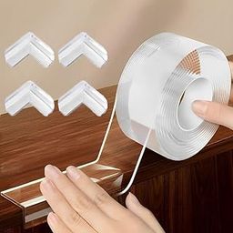 One 2m Edge Protector for Furniture and 4 Anti-Collision Corner Protective Covers, Corner Protector for Baby, Table Corners Edge Protector Baby Proofing Strip 2mm Thickness 3 Cm Wide Child-Proof-88