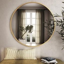 AR Creatives Stylish Vanity Round Bathroom Mirror, Modern Wall Mirror in Gold Metal Frame, Decorative Wall-Mounted Mirror, Home Decor Mirrors for Bathroom, Living Rooms, Entryways (Gold, 12X12) Unit-1-6