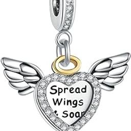 Guardian Angel Spread Wings and Soar Charm Compatible with Pandora Charms Bracelets, Metal, No Gemstone-image-16