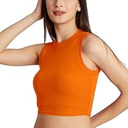 Women's & Girls' Solid Ribbed Round Neck Collarless Sleeveless Slim Fit Simplicity Tank Top-image-92