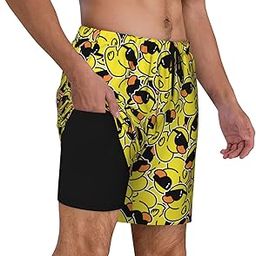 Duck Men's Swim Trunks with Compression Liner 2 in 1 Inseam Quick Dry Beach Shorts 7 inch Swimming Board Shorts-picture-5
