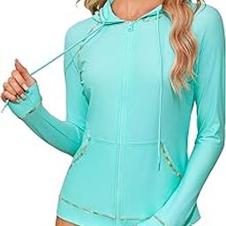 Zip Up Rash Guards for Women Long Sleeve Swimsuit UPF50+ Quick Dry Sun Shirts Swim Shirts Hiking Fishing-image-68