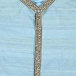 Pulse Weaves Men's Ethnic Unstitched Kurta Fabric Set, Poly Raw Silk with Santun Silk, 3 Meters each, Powder Blue, Upto 5XL-image-91