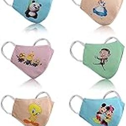 Barbie's Cloth Face Mask Reusable & Washable Pure Cotton Masks, Cute Cartoon Breathable Cloth Face Covering Full Mask (Multicolour, Without Valve, Pack of 10) for Kids Boy/Girls-31