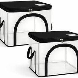 HomeStrap set of 2 Transparent Storage Bags 45L for Clothes and More | Durable and Moisture-Resistant Wardrobe Organizer with Zip | Clear Bags for Bedsheets, Blankets, Shirts, & Seasonal Clothes-0