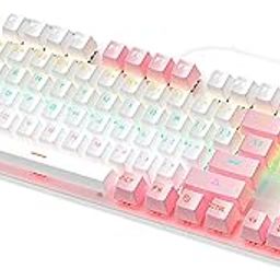 MERISHOPP USB 87 Keys Blue Axis Cute Wired Gaming Keyboard Quiet Design White+Pink|Computers/Tablets & Networking | Keyboards, Mice & Pointers | Keyboards & Keypads-15