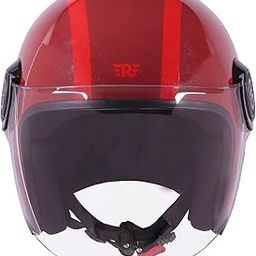 ROYAL ENFIELD Copter Cross Pattern Open FACE Helmet|Outer Shell: High Impact Grade ABS|Better Impact absorpotion: High Density EPS Liner|Visor: High Strength Scratch Resistance Maroon & RED (M) 58 CM-image-58