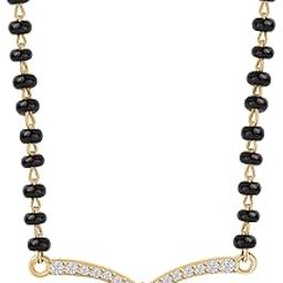 925 Silver 18K Gold Plated American Diamond Flower Mangalsutra Black Beads Chain Necklace for Women & Girls | With Certificate of Authenticity and 925 Stamp | Life-time Warranty*-picture-21