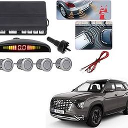 Auto Addict Car Reverse Parking Sensor with LED Display 4 Sensor Reverse Parking Auto Radar Detectors (Silver) for Alcazar-23