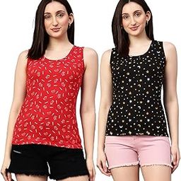 Women's Cotton Round Neck Tank Top | Tops for Women|Crop top Tank top|Beach wear|Stylish Tops|Inner for Women(Pack of 2)-image-62