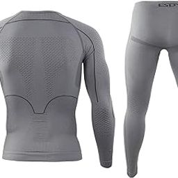 Winter Thermal Underwear Men Long Sleeve Sweat Leggings Quick Dry L Grey | Sporting Goods | Cycling | Cycling Clothing | Shorts-picture-11