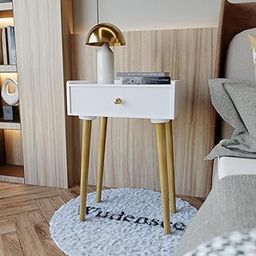 WUDENSEE Simple Bedside Table for Bedroom Office Home Bedroom Accessories Office Nightstand Bedroom Bedside Cabinet Wood Furniture Storage Cabinet Side Tables for Living Room & Bedroom (White)-image-37