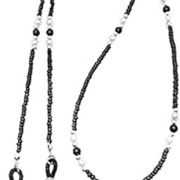 Crystal Round Beaded Spectacle Chain Lanyard String for Eyewear Frames, Specs, Reading Glasses, Sunglasses, 74 CM Goggles and Eyeglasses, Face Mask Color- Black-image-85