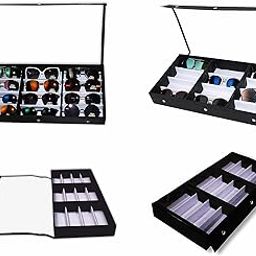 Sunglass,Goggles,Eyewear,Storage Boxes case cover 12pcs compartment organizer Clear Red color (Make in india)-image-25
