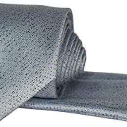 Men's MicroSilk Necktie, Silver Grey with Black Dotted Pattern, Formal Business Wear-image-8