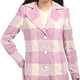 honnete Single Breasted Wide Check Regular Fit Winter Warm Coat For Women-picture-40