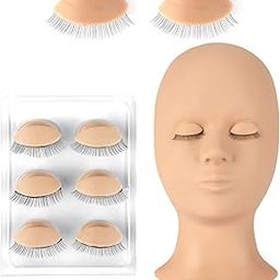 Lash Mannequin Head, CALAILIS, Practice Head for Eyelash Extensions and Make Up, Soft Rubber Head Replaced Eyelids with Training Eye Lashes, for Beginner (Skin Colour)-image-41
