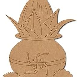 American Elm Pack of 10 Wooden Kalash Matka Swastik Pre Marked, MDF Kalash Cutout for Diwali, Kalash Decoartion Item for Home (4 Inch)-7