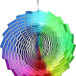 UJEAVETTE Wind Spinner Wind Sculpture Rainbow Color Metal Art for Outside Porch Garden-image-51