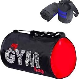 (Pack of 2) 20L My Gym Bag Combo Gym Bag Gym Sports Bag with Shoulder Strap for Men's & Women's with Wrist Support Band for Daily Exercise., 23 Cm 4 line Wrist Band (Blue)-11