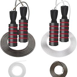 Jump Rope with 2 Skipping Rope,Adjustable Steel Jump Ropes, 4mm Tangle-Free Jumping Rope Cable for Women Men Kids,Exercise & Slim Body,with Memory Foam Handles and storage bag for Home School Exercise-image-57