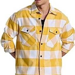 Mens Shirt | Checkered Design with Flap Pockets | Polyester Blend Fabric & Relaxed Fit | Casual Wear with Spread Collar & Button Cuffs-picture-14