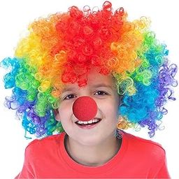 BookMyCostume Buy Joker Clown Hair Wig & Foam Nose Unisex Adult & Kids Fancy Dress Costume Accessory, multicolor-picture-32
