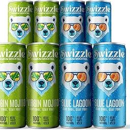 Swizzle Classic Mocktail | Combo Virgin Mojito & Blue Lagoon | Premium NonAlcoholic Mocktails | Natural Ingredients | 250 ml Cans | Refreshing & Sophisticated (Pack of x 8 (4X2))-image-11