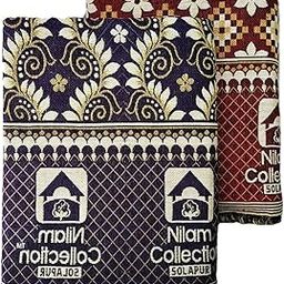 Nilam Collection Solapur Chaddar Cotton Blanket/Bed Sheet Single Bed Full Size Color- Purple & Red Pack of 2 (Size- 57X90 inch)-image-77