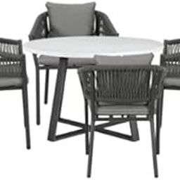 OUTAREA Outdoor Braided & Rope 4 Chairs and 1 Table Set for Outdoor, Balcony, Indoor, Garden, Yard, Furniture Set, Table Chairs Set (Black)-image-70